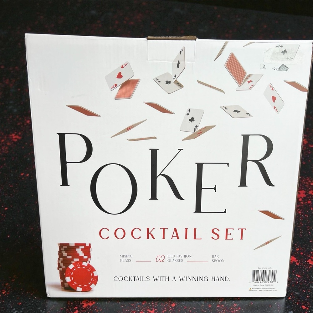 Poker Cocktail Set with Glasses and Spoon - Picture 3 of 3